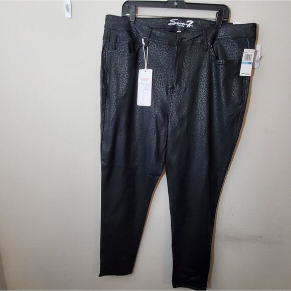 Seven7 Sunrise black leopard print mid rise skinny‎ stretch jeans 20W new!!!! - Picture 2 of 11